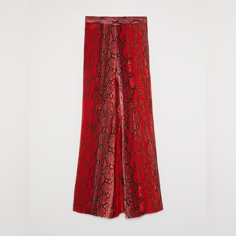 Just Cavalli Red Python Print Palazzo Pants IT 40… - image 2